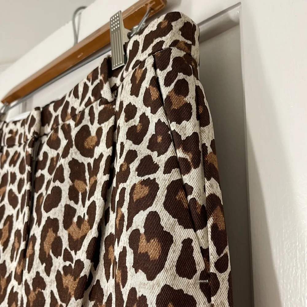 J.Crew Collection pleated wide-leg pant in leopard trench canvas BP297